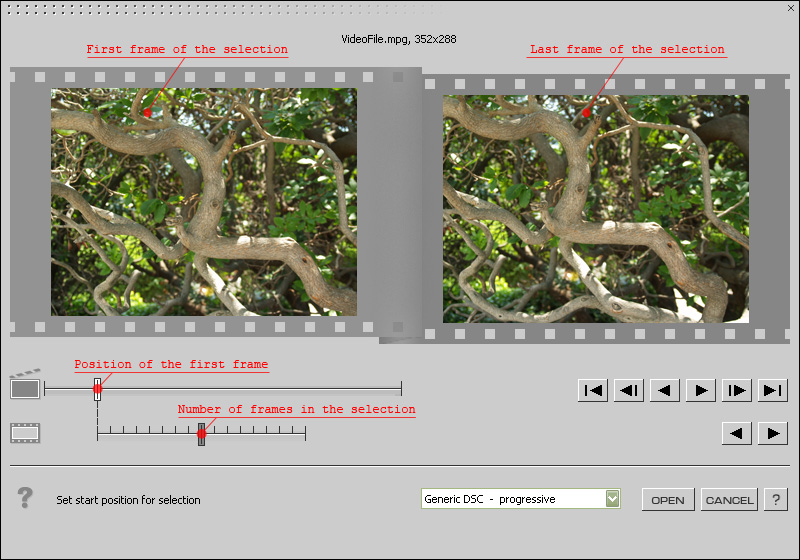 Video import dialog